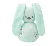 Nattou Peluche Musicale Lapin Lapidou, Mélodie «La-Le-Lu», Dès la Naissance, 20 cm, Vert menthe