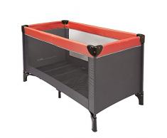 Nattou Lit parapluie pour bébés avec housse de transport, 120 x 60 x 75 cm, 100 % polyester, Gris/Rouge
