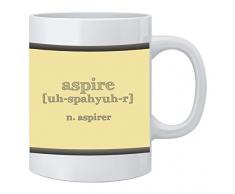 Feel Good Art brillant Mug en céramique Motif typographie moderne (Tons Crème, Aspire)