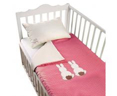 Tots by Smart Rike 280–202 Parure de lit Joy, 100% En Coton Satin, Housse de couette 100 x 135 cm et 1 taie doreiller 60 x 40 cm, Rabbit Rose