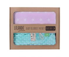 LULANDO Couverture MINKY 80x100 cm, couette, couverture pour poussette, réversible, pour journées fraîches, 100 % coton, anti-allergique,certificat Oeko-Tex, Couleur: Menthe - Étoiles blanches / Rose