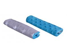 Minky Medi Partners Paire de coussinets dépaules pour siège auto de bébé 100% coton 18 x 13 cm double face pour poussette de sport de voiture (étoiles avec bleu minky)