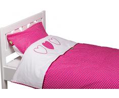 Briljant Baby Housse de Couette 100 x 135 cm avec 1 Taie dOreiller à Volant Plat 40 x 60 cm, rose indien