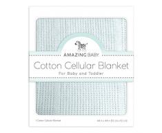 Amazing Baby by SwaddleDesigns, Couverture Cellulaire pour Bébé en Mousseline de Coton, Bleu Clair, 112 x 112cm