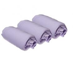 Easy Dort Pack de 3 Draps Housse en Coton Parme 40 x 80 cm Extensible à 40 x 90 cm