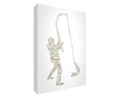 Feel Good Art FISHERMAN1624-01IT Tableau sur toile canvas avec impression totale Motif pêcheur Beige 60 x 40 x 4 cm Grande (60 x 40 x 4cm) Beige Tones