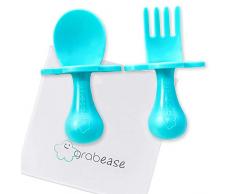 Grabease Couverts Ergonomiques dApprentissage Facilitant lAuto-Alimentation Turquoise 1 Unité