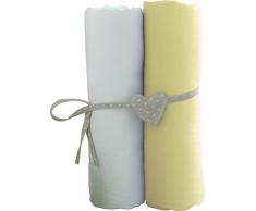 Babycalin - Lot de 2 draps housse 60x120 cm - Blanc/Jaune
