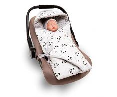 Sevira Kids - Couverture enveloppante en minky - REVERSIBLE - universelle et multi-usage pour siège auto Panda Vert