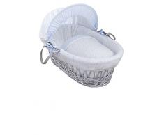 Couffin en osier gris clair de lune (Bleu, étoiles et rayures)