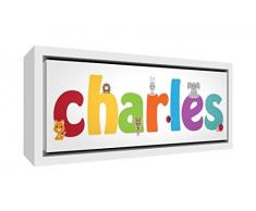 Little Helper Napperon avec Coaster Style Illustratif Coloré avec le Nom de Jeune Garçon Sacha