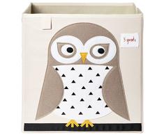 3 Sprouts Cube de Rangement pour Jouets Chouette