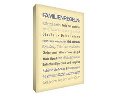 Little Helper fr1216–20 G Feel Good Art Tableau sur toile avec citations optimistes Bijoux murale style Les règles de la famille, 40 x 30 cm, crème