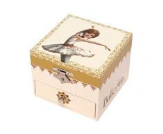 TROUSSELIER - Ballerina le Film - Boîte à Bijoux Musicale - Idéal Cadeau Jeune Fille - Phosphorescent - Brille dans la nuit - Musique Lac des Cygnes - Colori Ivoire