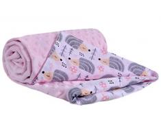 Medi Partners Tapis déveil 100 % Coton 75 x 100 cm Double Face Multifonction Minky Couverture Douillette pour Poussette (hérisson Gris avec Rose Clair Minky)