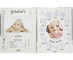 Hugs & More Ensemble cadre photo pour naissance et première année de bébé Argenté