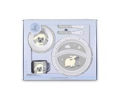 Sterntaler Kit Vaisselle Stanley le Mouton, Assiette, Bol, Cuillère, Cuillère, Fourchette, Tasse, Âge : Pour Bébé À Partir de 6 Mois, Gris/Blanc