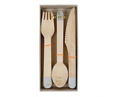 24 couverts en bois argentés - Meri Meri