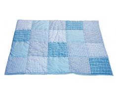Taftan Tapis de jeu pour Parc 100% Coton Patchwork Damier Bleu Clair 100 x 80cm