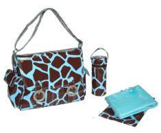 Kalencom Sac à langer avec, Sac à Langer, Sac à couches, Sac Maman, revêtement double boucle Girafe Sac (Chocolat/Bleu)