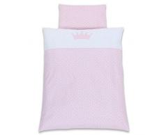 Babybay Enfant Parure de lit, bleu clair points coton piqué blanc motif cœur