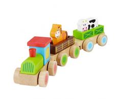 Jumini ® - Petit train en bois - animaux de la ferme - jouet pour enfant - multicolore