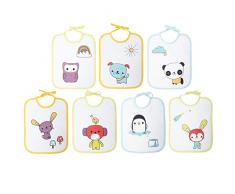 babyCalin Set de 7 Bavoirs Naissance Imprimés 20 x 25 cm