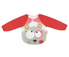 Badabulle Bavoir Rose Plastifié avec Manches Longues en Eponge pour Bébé