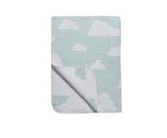 Meyco - Couverture pour bébé petits Nuages 100% coton fabriqué en Allemagne - Bleu clair - 120x150 cm - Oeko-Tex certification