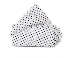 babybay Tour de Lit en Coton Organique Convient pour Modèle Maxi Boxspring Comfort/Comfort Plus Blanc avec Étoiles Bleues 1 Unité