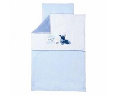 Nattou Parure de lit avec Motif Réversible, Housse de couette 100 x 140 cm et Taie dOreiller 40 x 60 cm, Fanny et Oscar, Bleu/Blanc