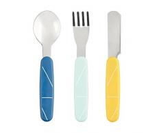 Babymoov Set de 3 Couverts Bleu en Inox pour Enfant