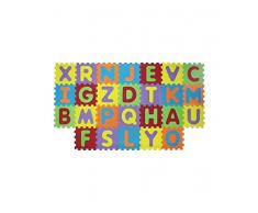 LUDI – Tapis de sol épais et jouet Éducatif – 1054 - puzzle géant aux motifs Lettres – dès 10 mois – lot de 26 dalles en mousse multicolores et 26 éléments pour apprendre à lire.