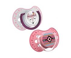 LOVI 2x Sucette en silicone pour bébé 0-3 mois | Hygiène de la couverture | Protection du réflexe de succion | Embout dynamique | Stérilisation à leau bouillante | Indian Summer | Rose