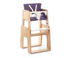 moodelli Growi – Chaise haute évolutive avec harnais et SET de sécurité, 6 Mois, Avec Coussin, couleur bois/violet