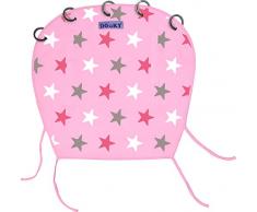 The Original Dooky Pare-soleil 100 % en coton, universel pour poussette et landau, facile à monter avec anneaux, respirant, protège toujours du soleil 40 + SPF, répare du vent et de la pluie, réglable avec velcro Rosa con