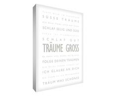Little Helper DRBG2436-19RG Feel Good Art Toile pour décoration murale avec citations en allemand Thème : « Träume Gross » Typographie moderne Gris/Blanc 91 x 60 cm