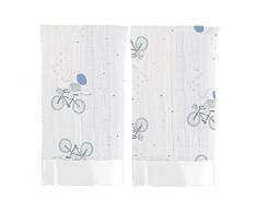 aden + anais - Couverture-Doudou Issie, en Mousseline 100% Coton avec bordure en Satin, Doudou Bébé Doux & Confortable, Nouveaux-nés, Garçon, Gris & Bleu, Lot de 2, 40x40 cm