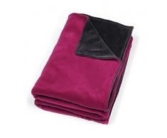 mundo melocotón Couverture en Velours pour Lit Bébé Framboise/Gris Marine