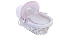 Clair de Lune Couffin en osier blanc (Rose, étoiles et rayures)