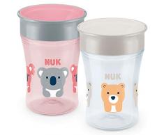 Set de tasse antifuite NUK Magic Cup set de tasse antifuite, rebord antifuite 360°, à partir de 8 mois, 230 ml, sans BPA, koala et ours, 2 unités