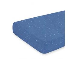 BEMINI - Drap housse - pour lit 60x120 cm - Collection stary Bleu jean - en Jersey