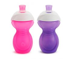 Munchkin Click Lock - Tasse anti-mastication, rose / violet, 296 ml, lot de 2