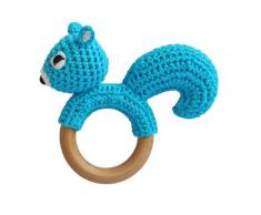 Sindibaba à la main au crochet écureuil Hochet sur Bague en bois – Parent