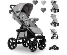 Lionelo Annet poussette bebe à 22 kg auvent avec fenêtre roues EVA chancelière moustiquaire porte-gobelet réglage du dossier jusqu’à la position couchée (Concrete)