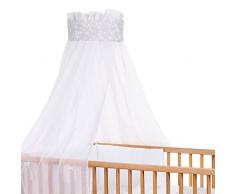 Babybay 410314 Ciel de lit denfants en piqué avec Ruban pour Application Gris Perle et détoiles Blanches, Multi Color, Taille Unique