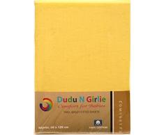 Dudu N pour Jersey de coton Lit de bébé Drap housse, 60 cm x 120 cm, 2 pièces, Jaune