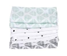 Lot de 7 serviettes de toilette pour bébé en mousseline de coton navires vert menthe 30 x 30 cm