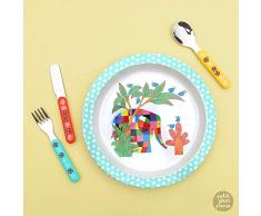 Petit Jour Paris - Coffret vaisselle dapprentissage Elmer - pour apprendre à manger comme un grand
