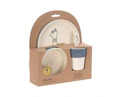 Lässig 1310018435 Set de Vaisselle en Bambou Glama Lama blue
